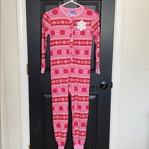 Girls one piece longjohn pajamas